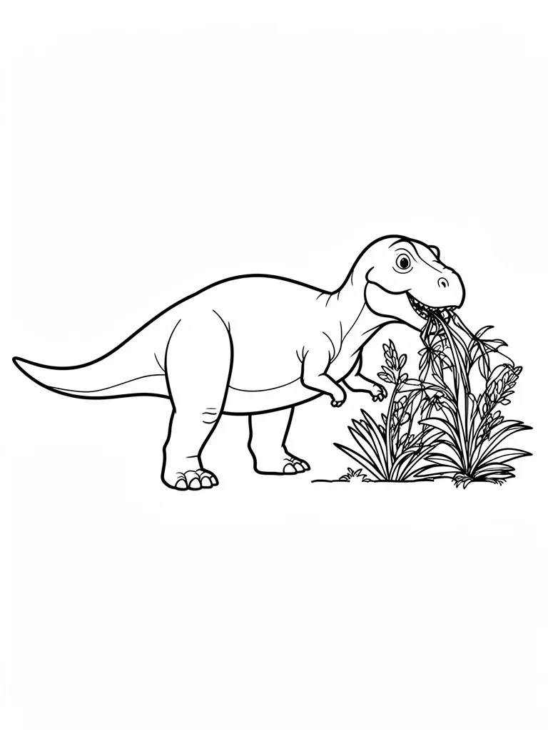 Coloriage Dinosaure qui mange des plantes détaillé à imprimer