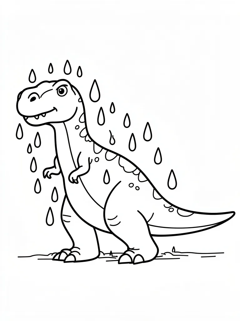 Coloriage Dinosaure sous la pluie détaillé – coloriage à imprimer gratuit