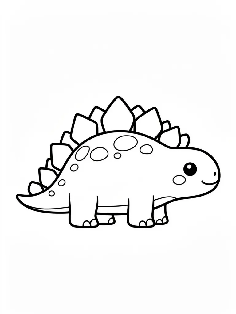 Coloriage Dinosaure stégosaure de profil kawaii à imprimer