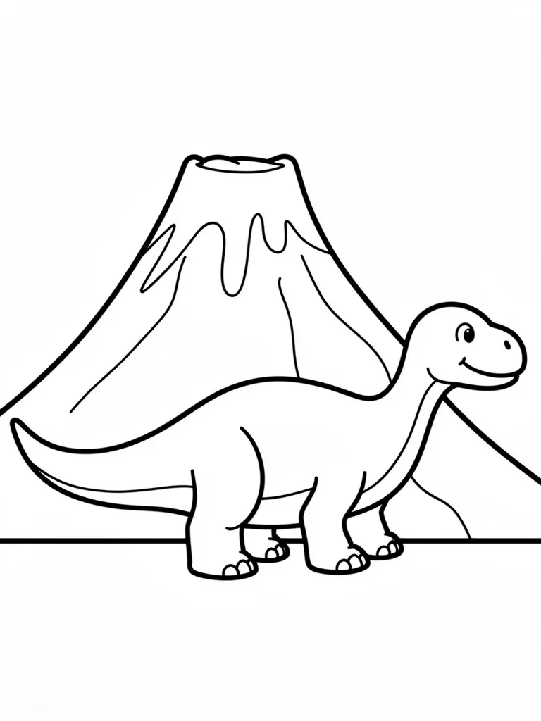 Coloriage Dinosaure sur un volcan pour maternelle – coloriage à imprimer gratuit