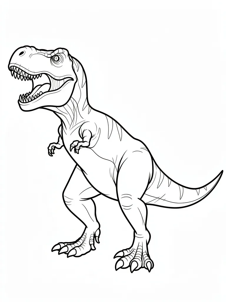 Coloriage Dinosaure T-Rex rugissant détaillé à imprimer