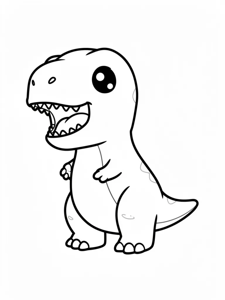 Coloriage Dinosaure T-Rex rugissant kawaii à imprimer
