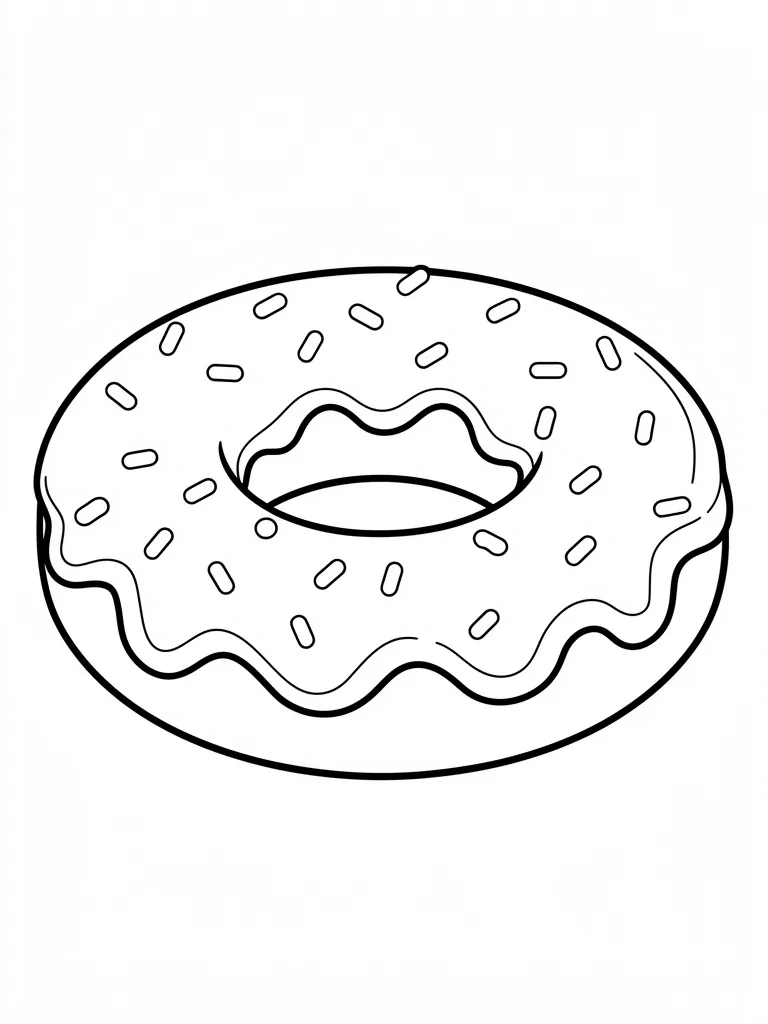 Coloriage Donut avec glaçage détaillé à imprimer