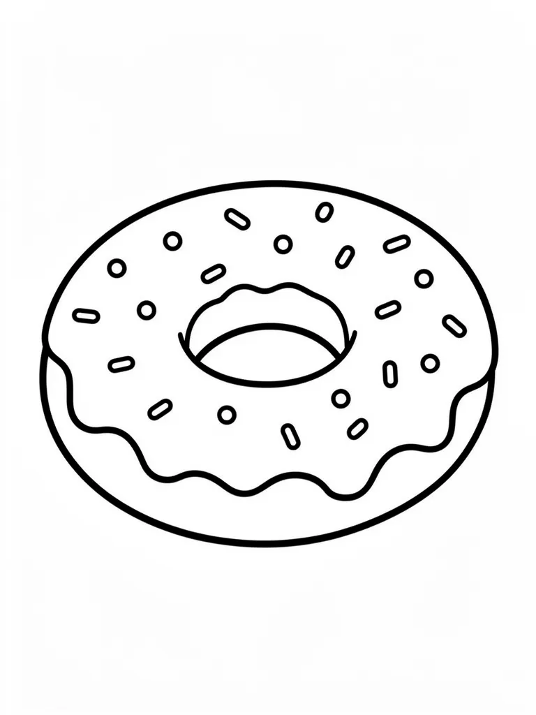 Coloriage Donut avec glaçage kawaii à imprimer