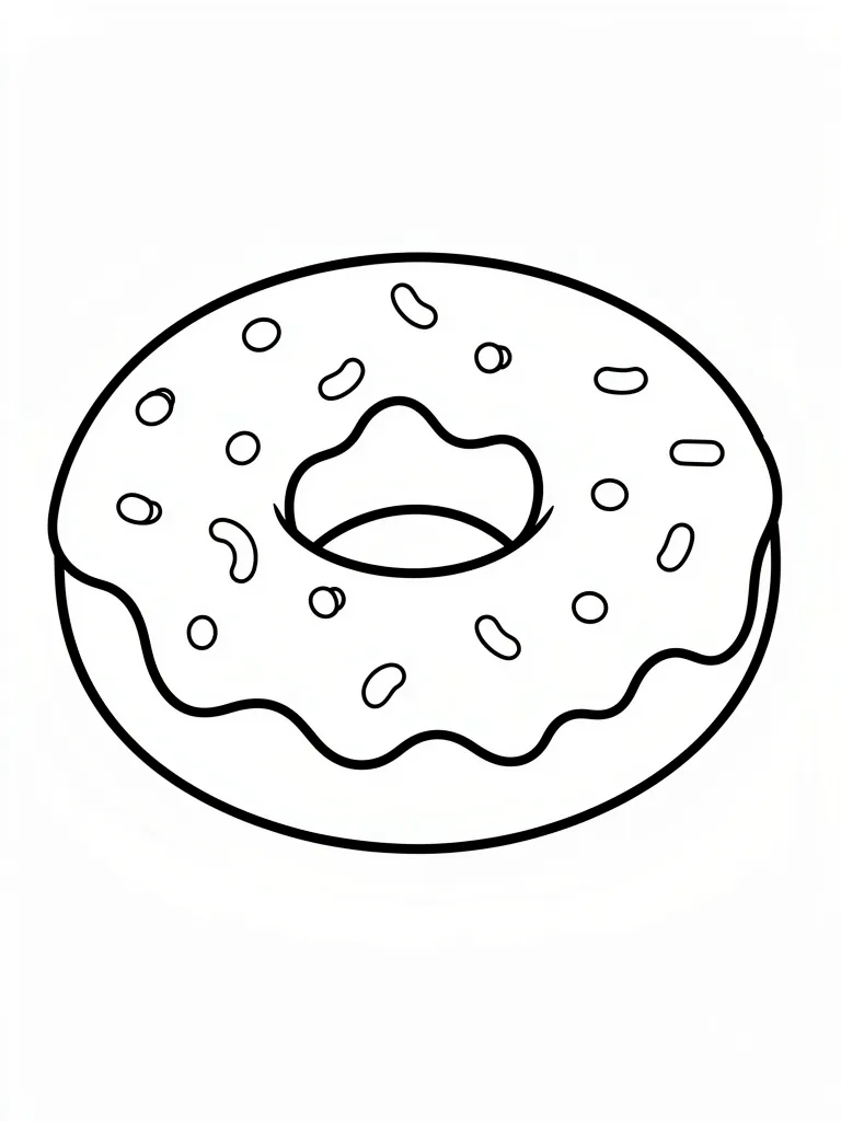 Coloriage Donut avec glaçage pour maternelle à imprimer