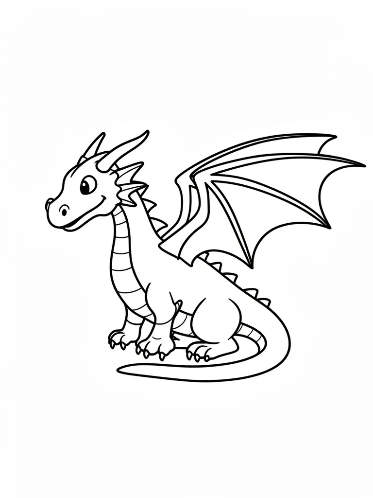 Coloriage Dragon avec des ailes déployées – coloriage à imprimer gratuit