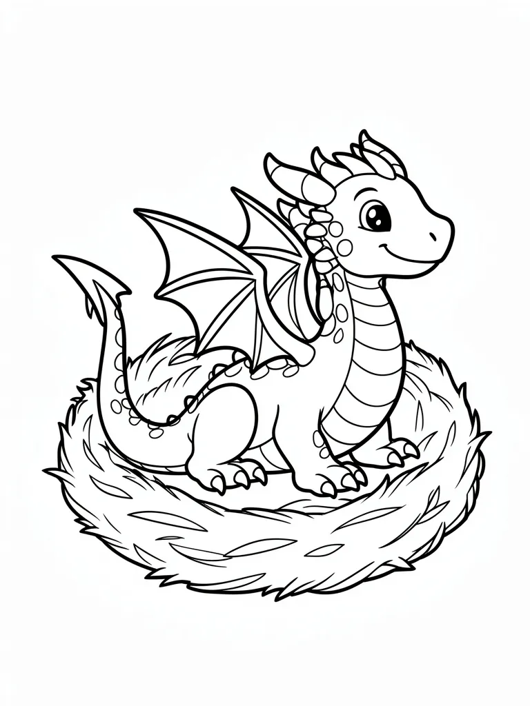 Coloriage Dragon bébé dragon dans son nid à imprimer