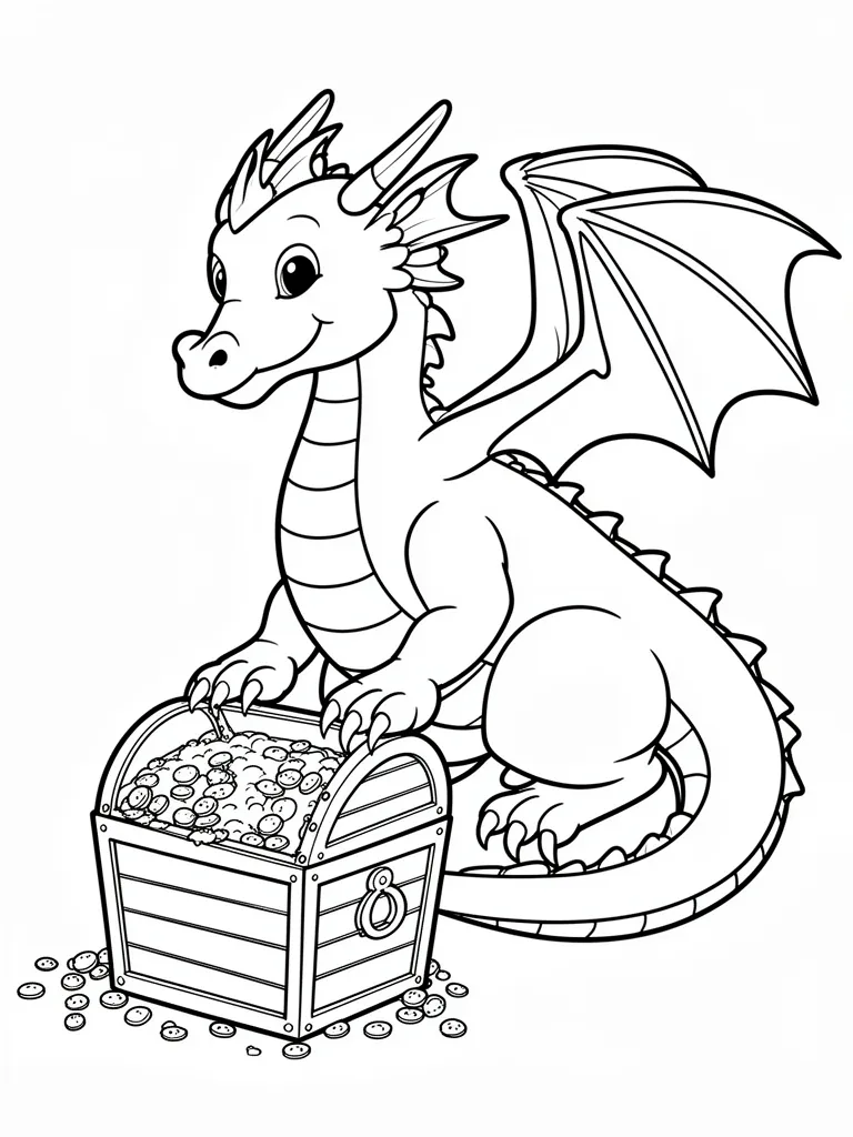 Coloriage Dragon gardien d’un trésor à imprimer
