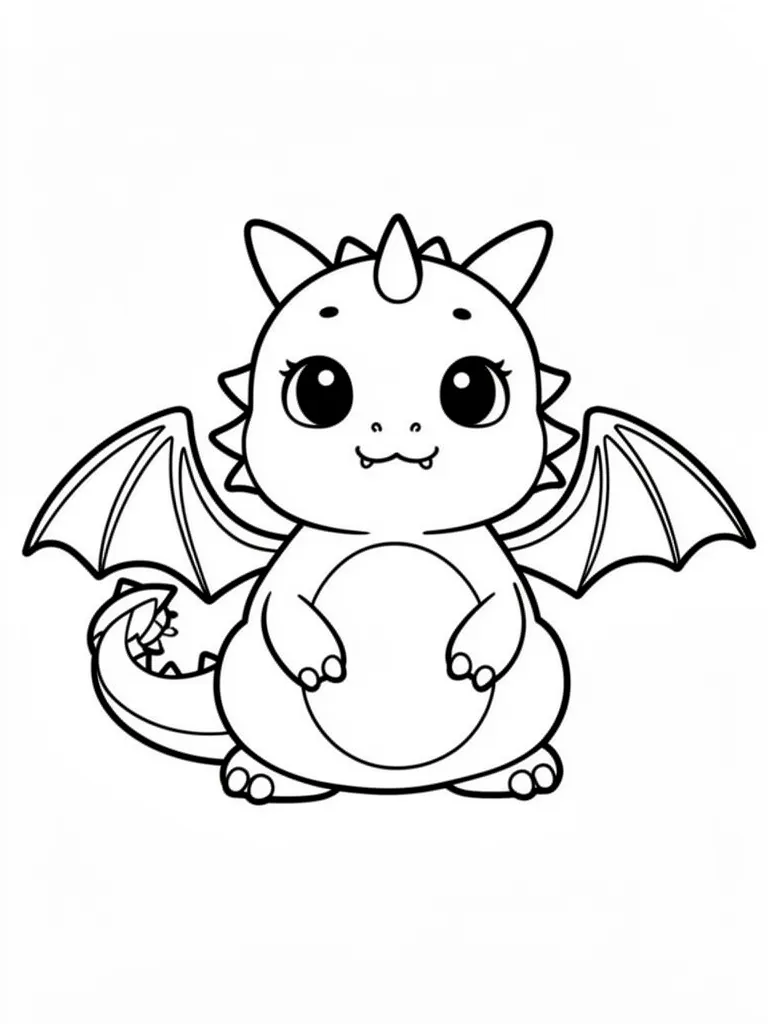 Coloriage Dragon kawaii tout rond – coloriage à imprimer gratuit