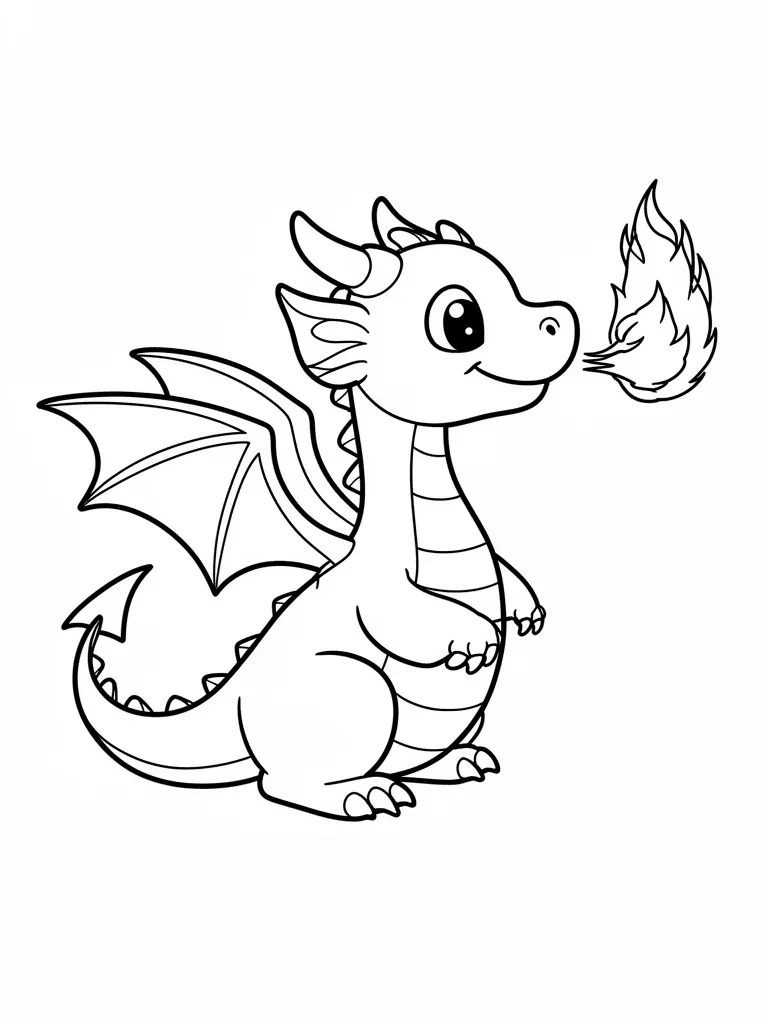 Coloriage Dragon qui crache du feu à imprimer