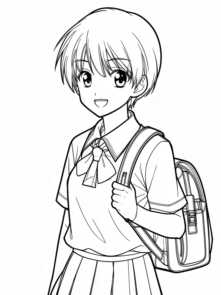 Coloriage École et cartable détaillé à imprimer