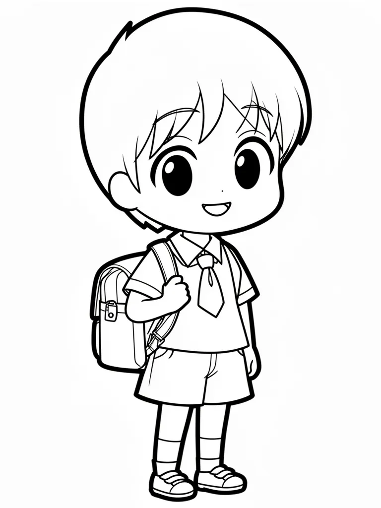 Coloriage École et cartable facile à imprimer