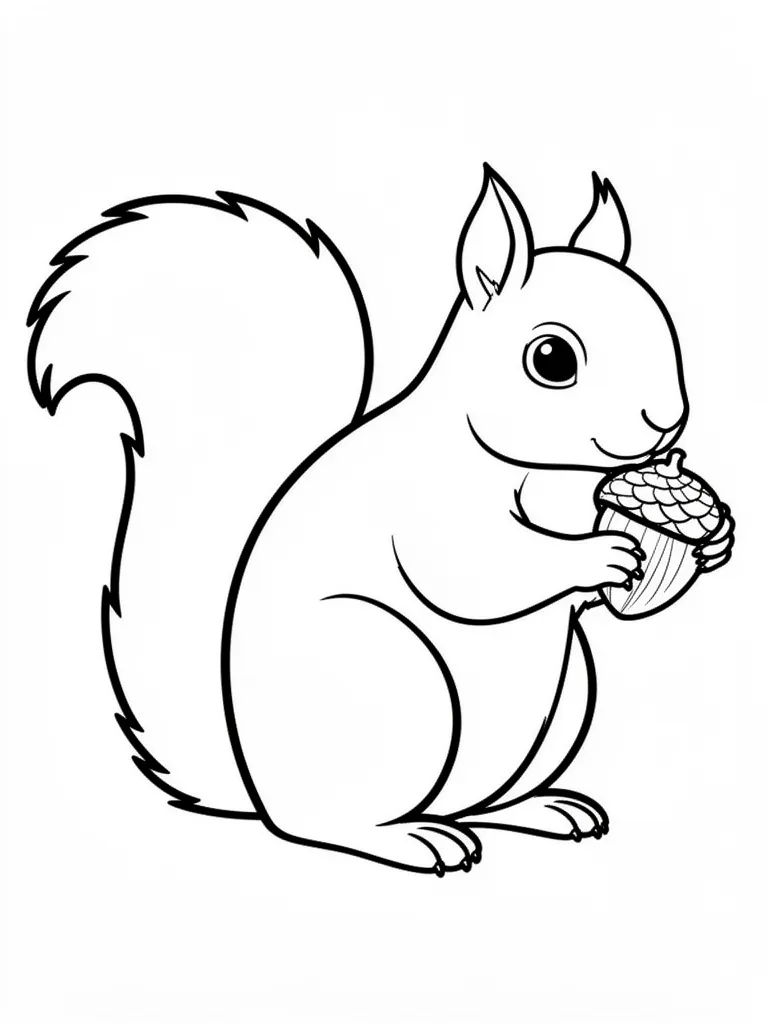 Coloriage Écureuil et noisette à imprimer