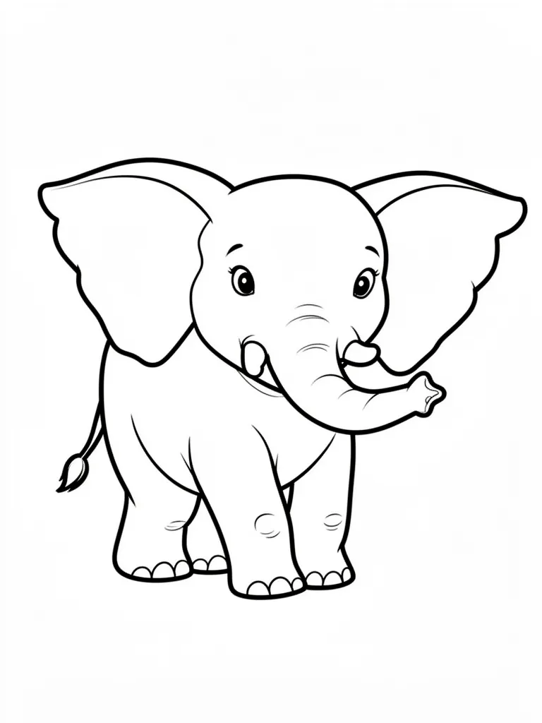 Coloriage Éléphant avec de grandes oreilles – coloriage à imprimer gratuit