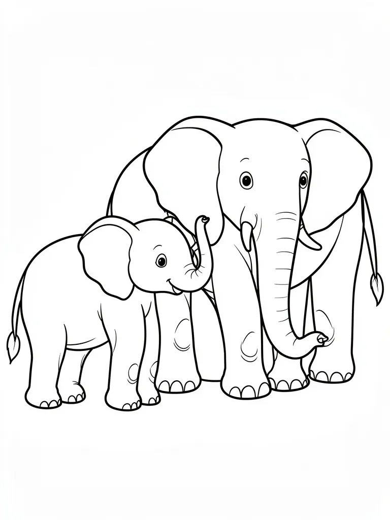 Coloriage Éléphant bébé et maman – coloriage à imprimer gratuit