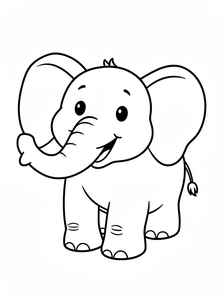 Coloriage Éléphant heureux à imprimer