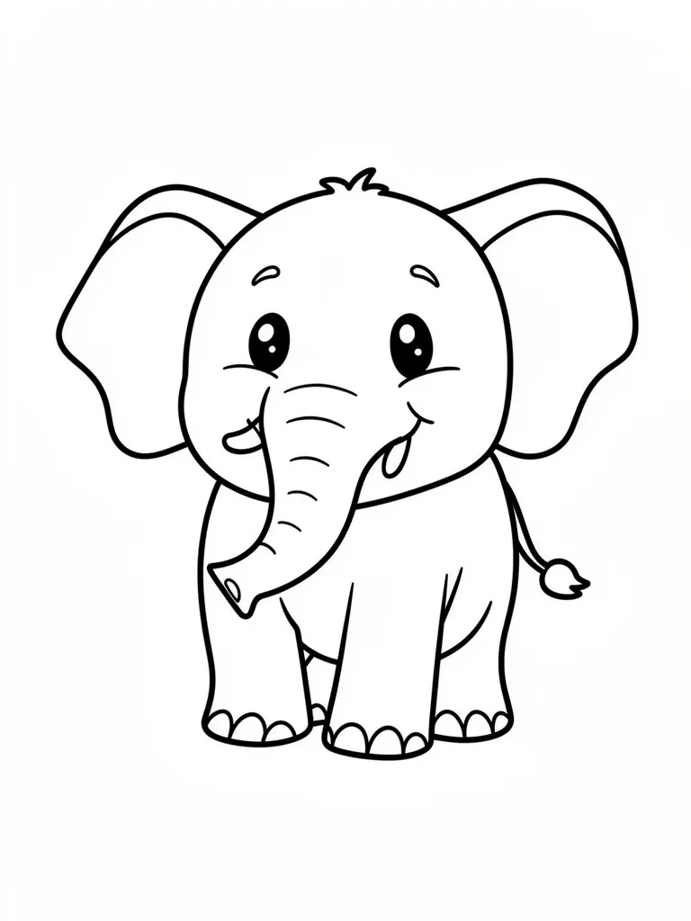 Coloriage Éléphant mignon à imprimer