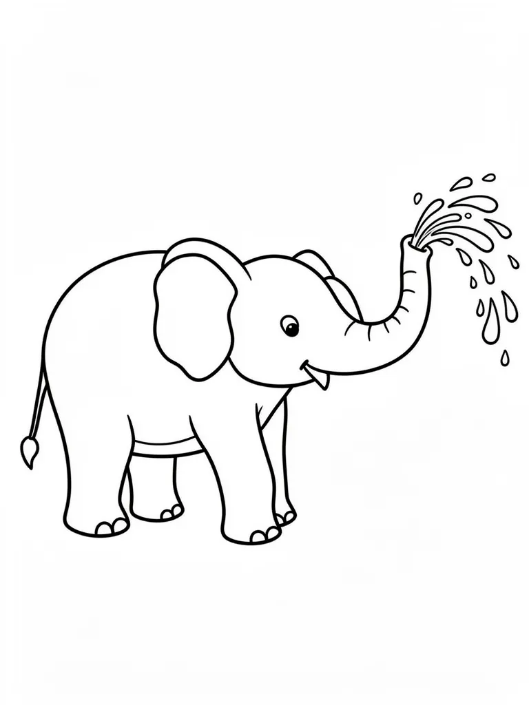 Coloriage Éléphant qui asperge de l’eau à imprimer