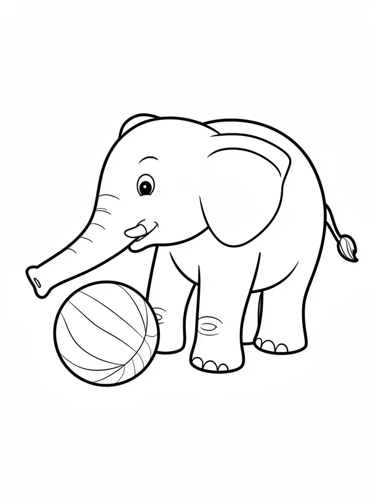 Coloriage Éléphant qui joue au ballon – coloriage à imprimer gratuit