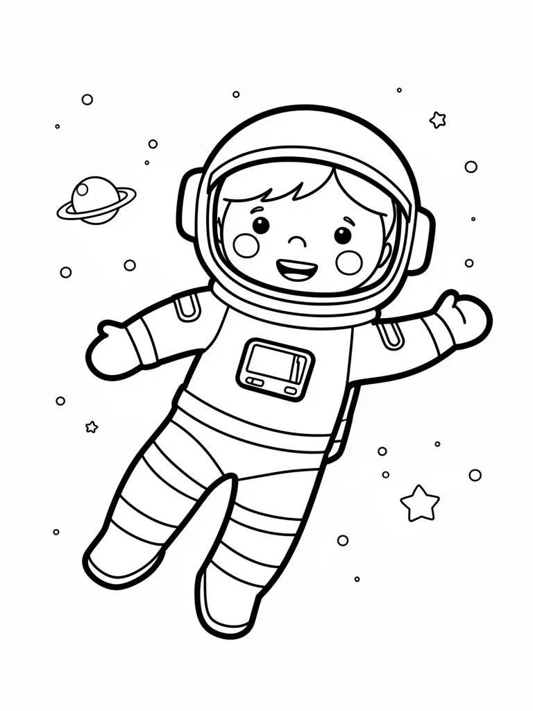 Coloriage Enfant astronaute flottant pour maternelle – coloriage à imprimer gratuit