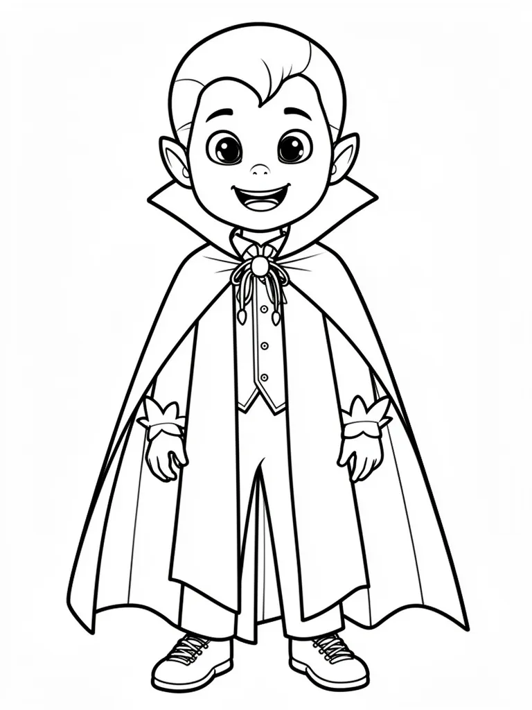 Coloriage Enfant déguisé en vampire détaillé à imprimer
