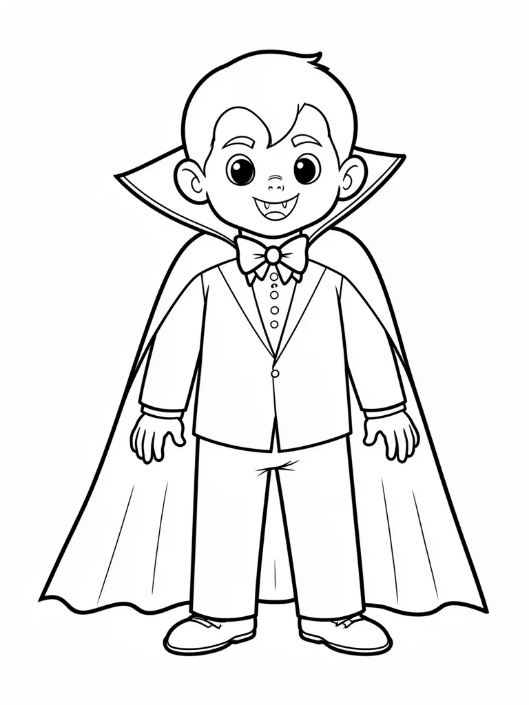 Coloriage Enfant déguisé en vampire facile à imprimer