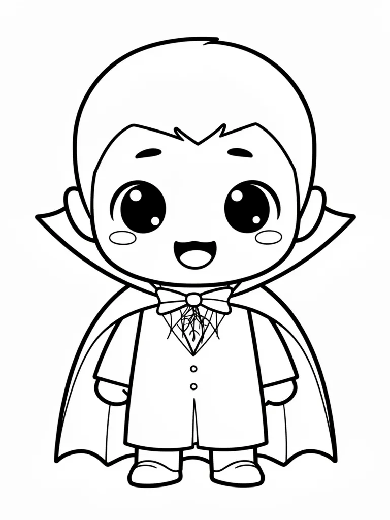 Coloriage Enfant déguisé en vampire kawaii à imprimer