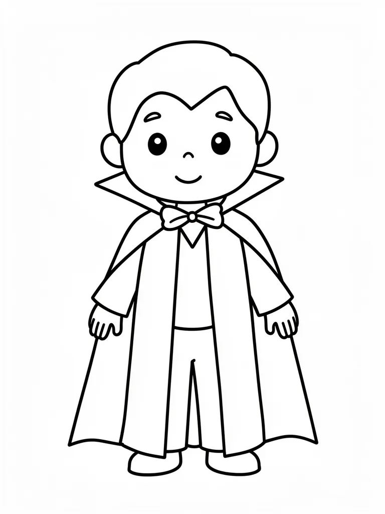 Coloriage Enfant déguisé en vampire pour maternelle à imprimer