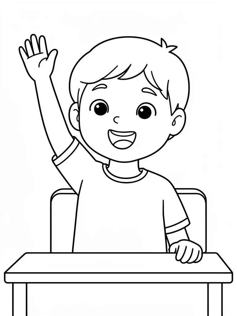 Coloriage Enfant qui lève la main – coloriage à imprimer gratuit