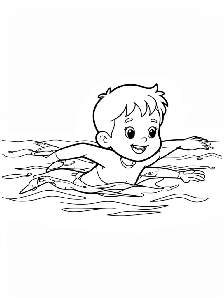 Coloriage Enfant qui nage – coloriage à imprimer gratuit