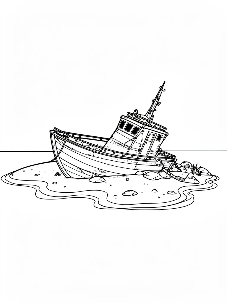 Coloriage epave de bateau – coloriage à imprimer gratuit