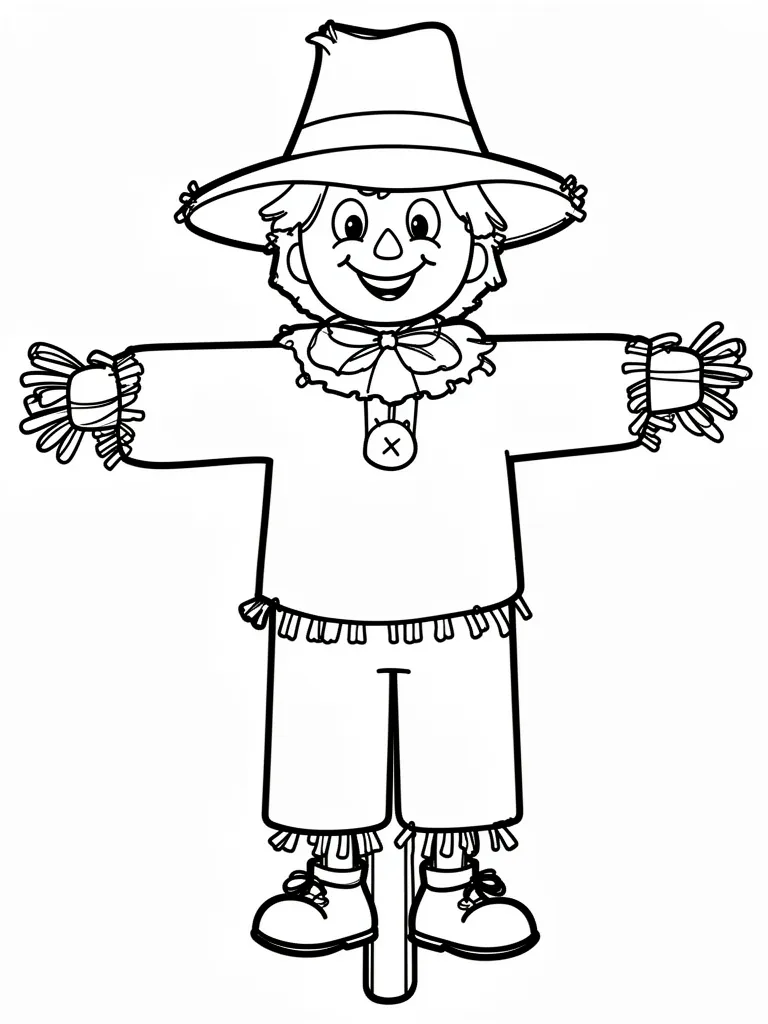 Coloriage Épouvantail souriant à imprimer