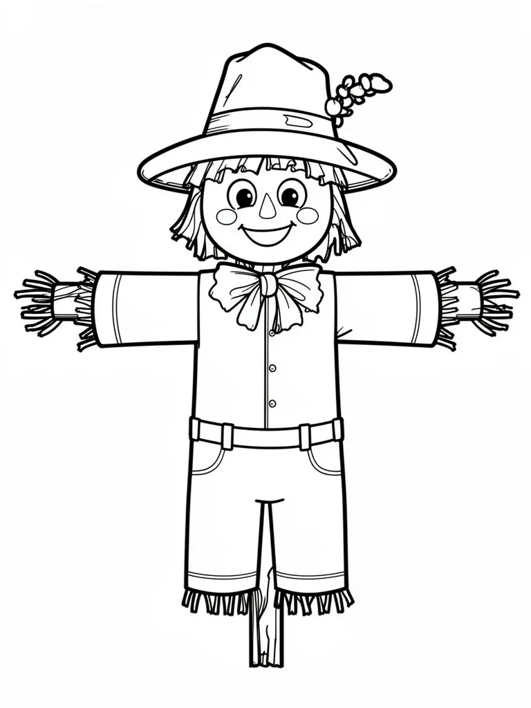 Coloriage Épouvantail souriant détaillé – coloriage à imprimer gratuit