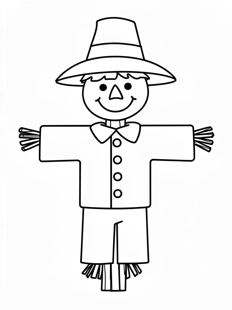 Coloriage Épouvantail souriant facile – coloriage à imprimer gratuit