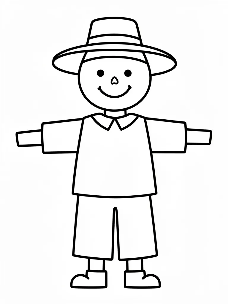 Coloriage Épouvantail souriant pour maternelle – coloriage à imprimer gratuit