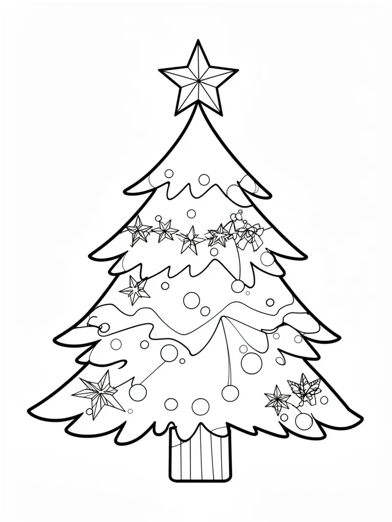 Coloriage Étoile au sommet du sapin détaillé – coloriage à imprimer gratuit