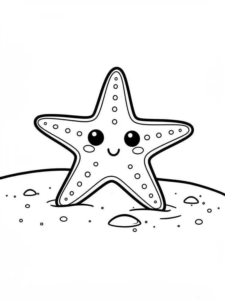 Coloriage Étoile de mer kawaii à imprimer