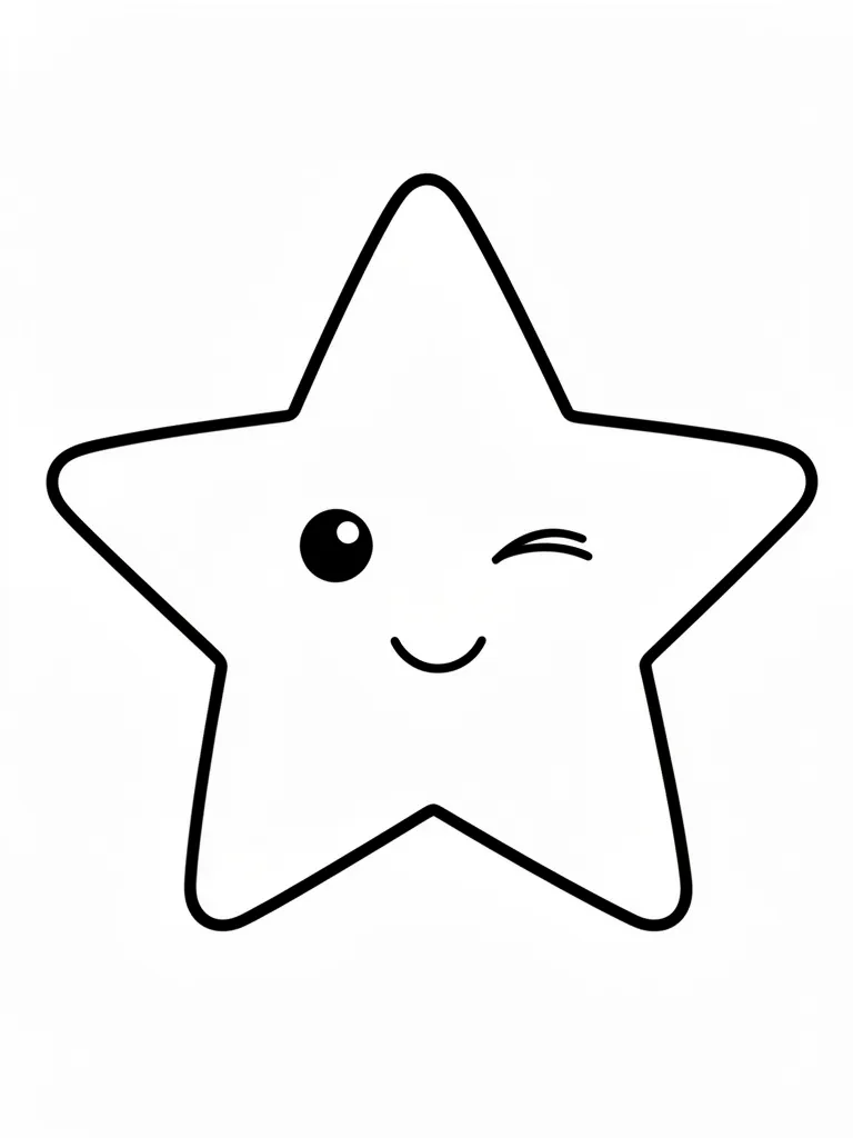 Coloriage Étoile qui fait un clin d’œil facile à imprimer
