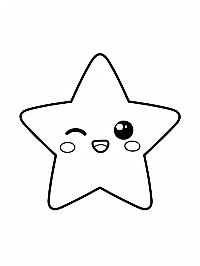 Coloriage Étoile qui fait un clin d’œil kawaii à imprimer