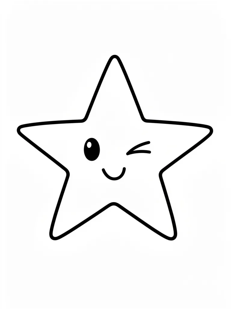 Coloriage Étoile qui fait un clin d’œil pour maternelle à imprimer