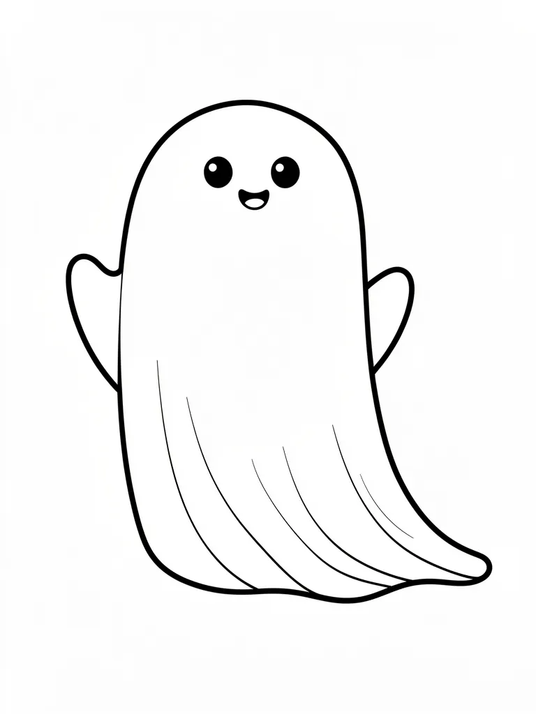 Coloriage Fantôme mignon Halloween détaillé à imprimer