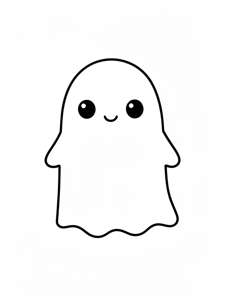 Coloriage Fantôme mignon Halloween kawaii à imprimer
