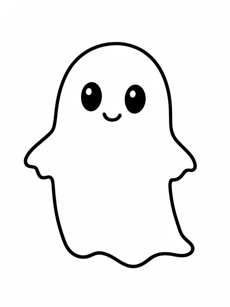Coloriage Fantôme mignon Halloween pour maternelle à imprimer