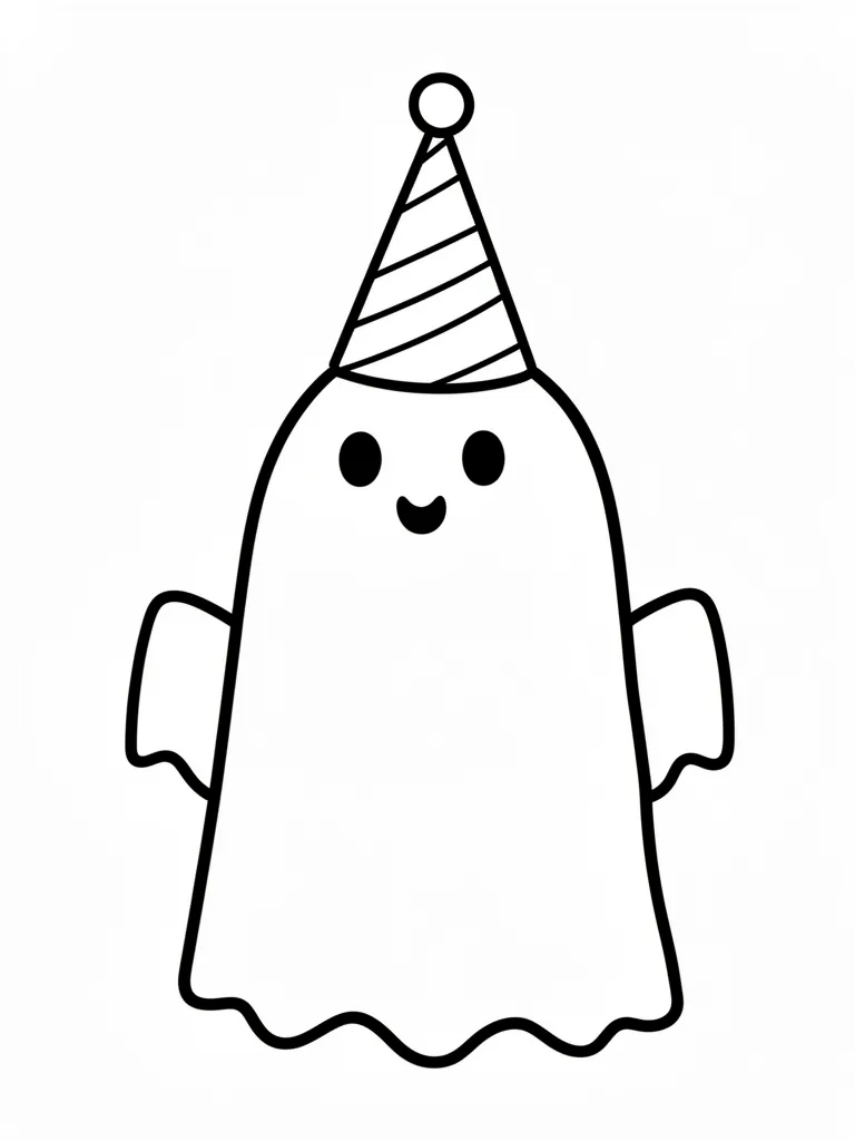 Coloriage Fantôme portant un chapeau pour maternelle – coloriage à imprimer gratuit