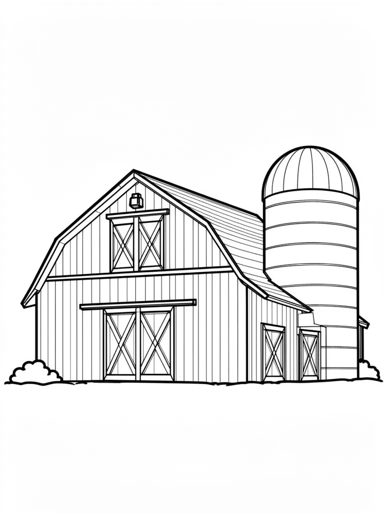 Coloriage Ferme avec un silo à imprimer