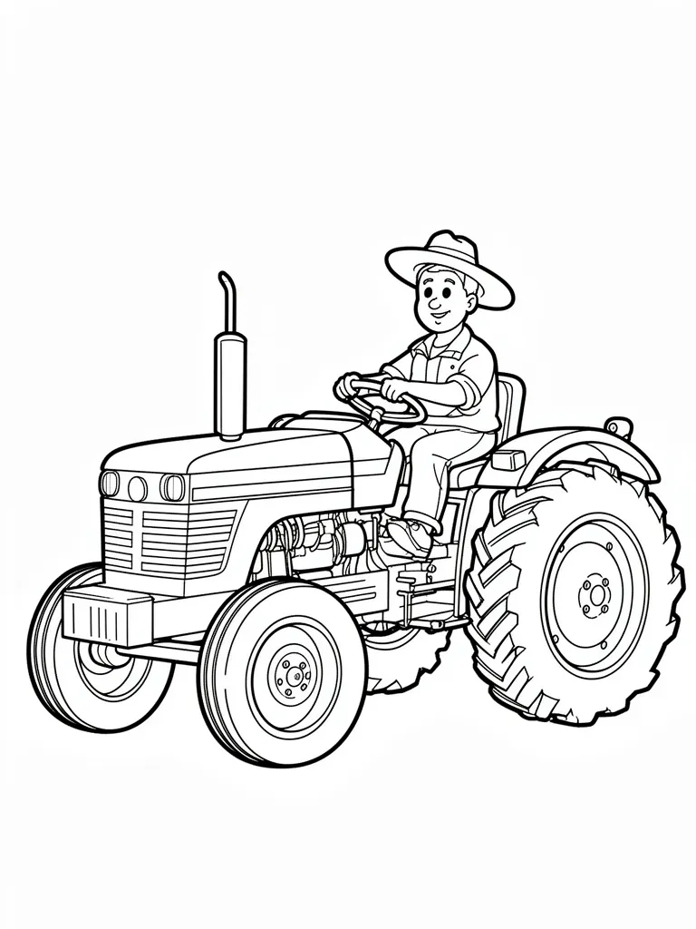 Coloriage Fermier sur un tracteur à imprimer