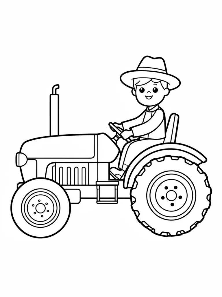 Coloriage Fermier sur un tracteur facile à imprimer