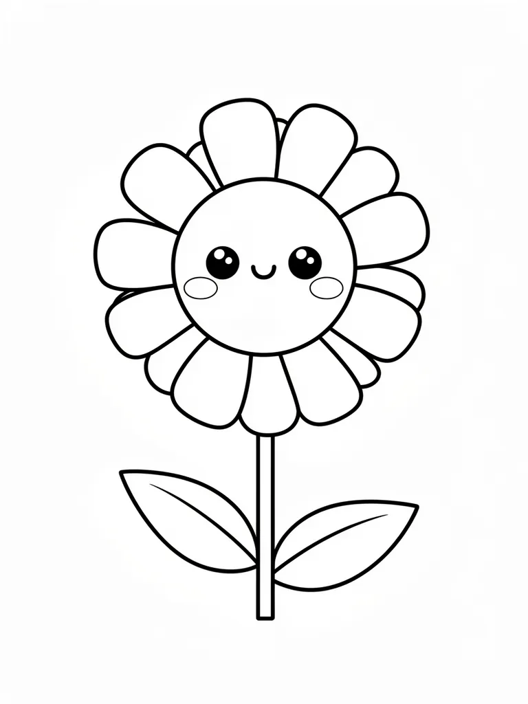 Coloriage Fleur kawaii souriante – coloriage à imprimer gratuit