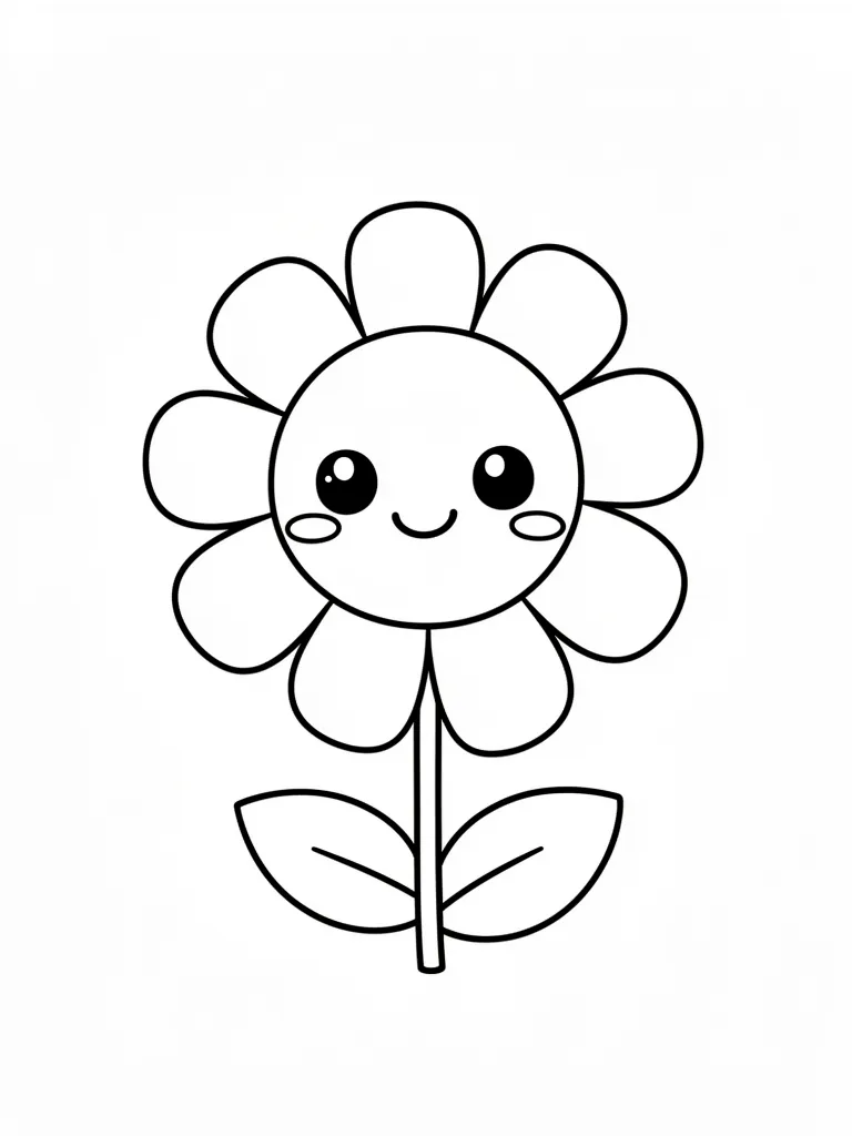 Coloriage Fleur kawaii souriante kawaii – coloriage à imprimer gratuit