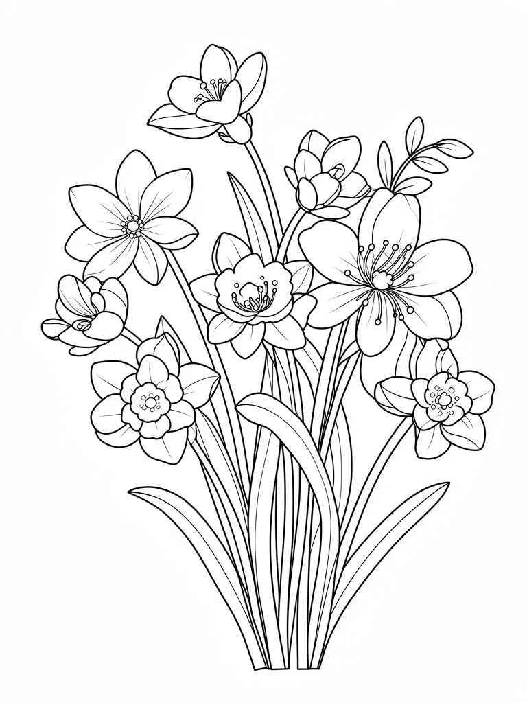 Coloriage fleurs printemps à imprimer